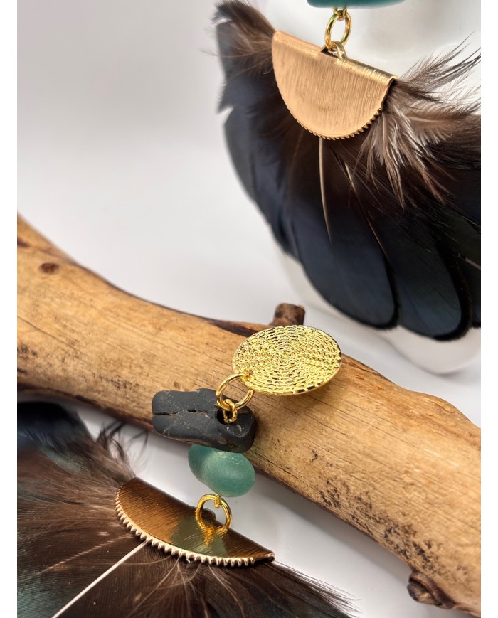 PENDIENTES ARTESANOS DE CRISTAL MARINO