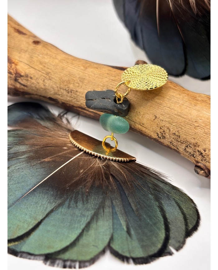 PENDIENTES ARTESANOS DE CRISTAL MARINO