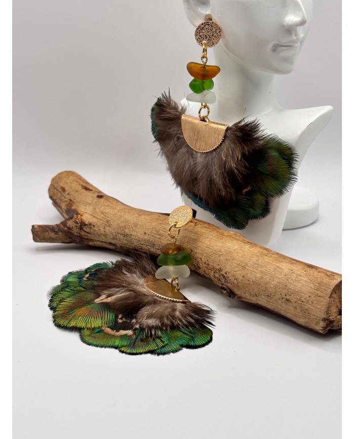 PENDIENTES ARTESANOS DE CRISTAL MARINO