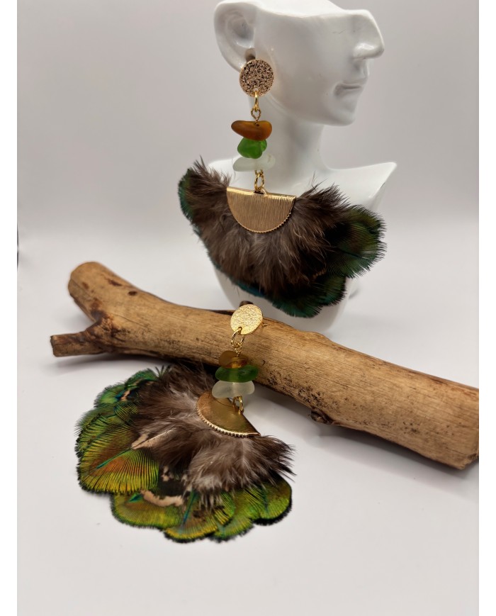 PENDIENTES ARTESANOS DE CRISTAL MARINO