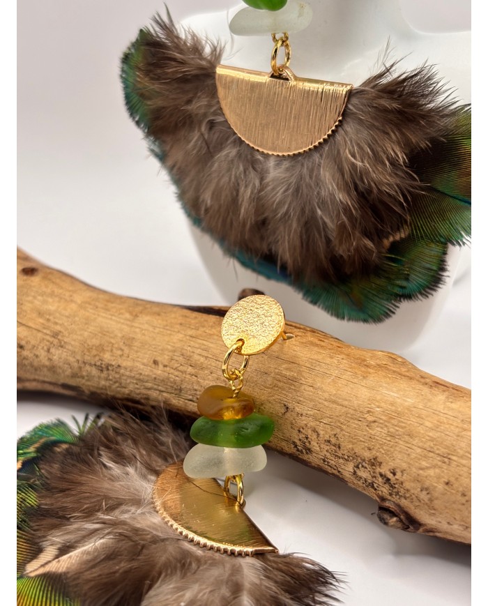 PENDIENTES ARTESANOS DE CRISTAL MARINO