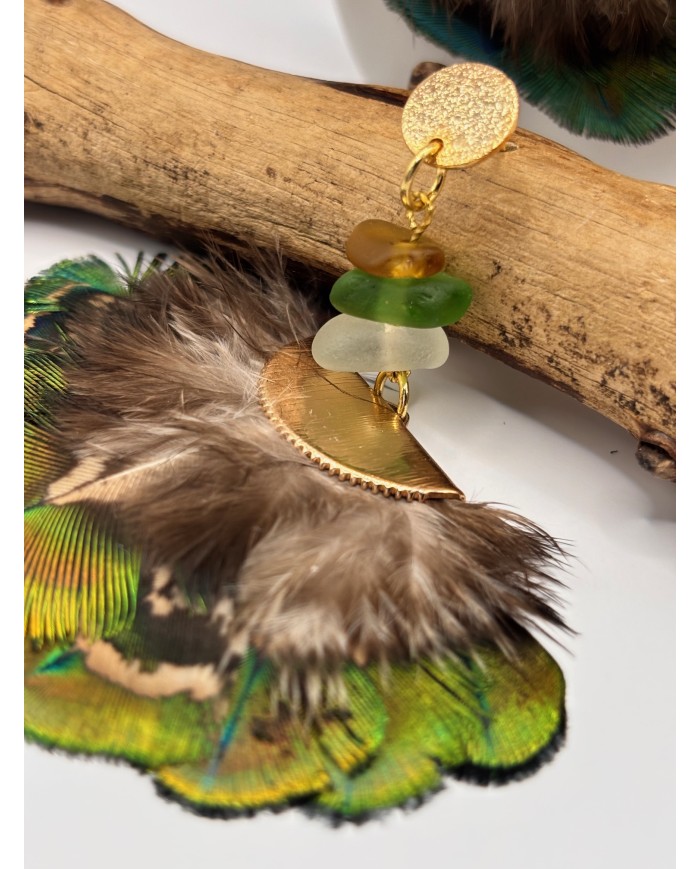 PENDIENTES ARTESANOS DE CRISTAL MARINO