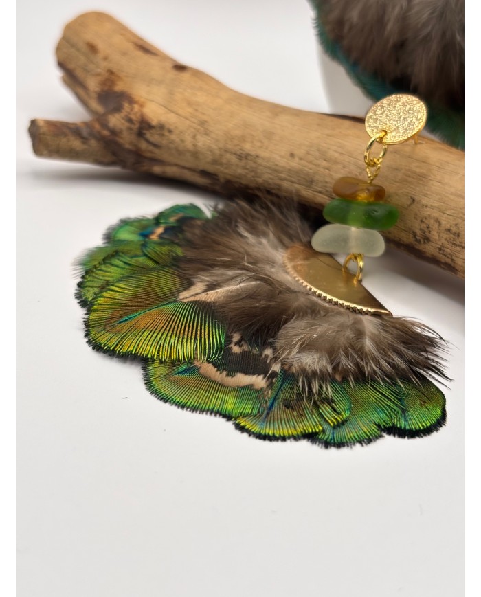 PENDIENTES ARTESANOS DE CRISTAL MARINO