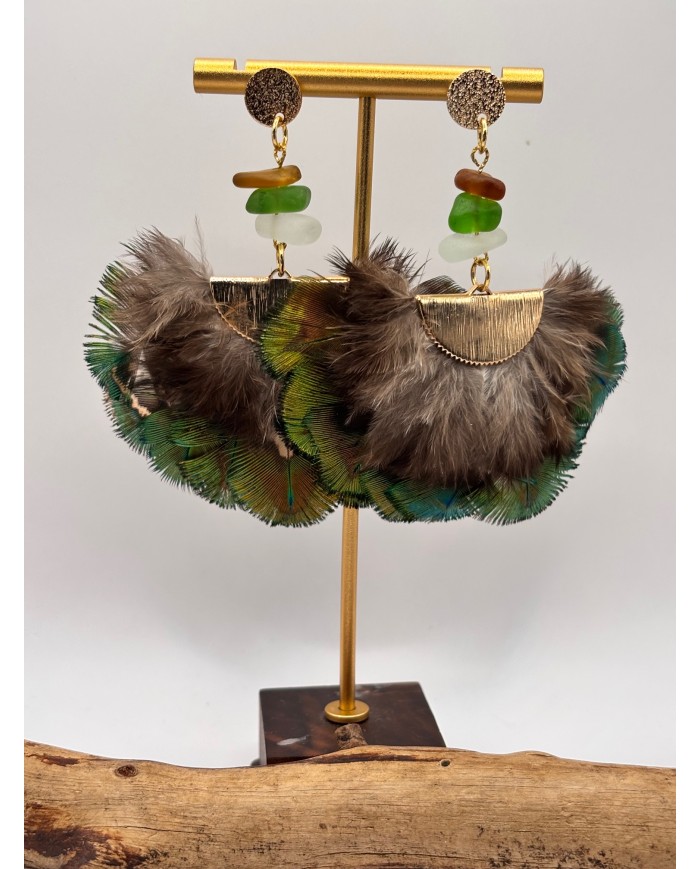 PENDIENTES ARTESANOS DE CRISTAL MARINO