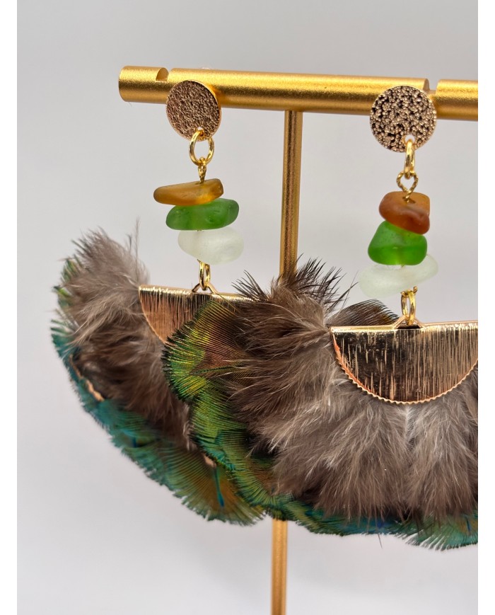 PENDIENTES ARTESANOS DE CRISTAL MARINO