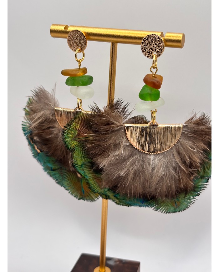 PENDIENTES ARTESANOS DE CRISTAL MARINO