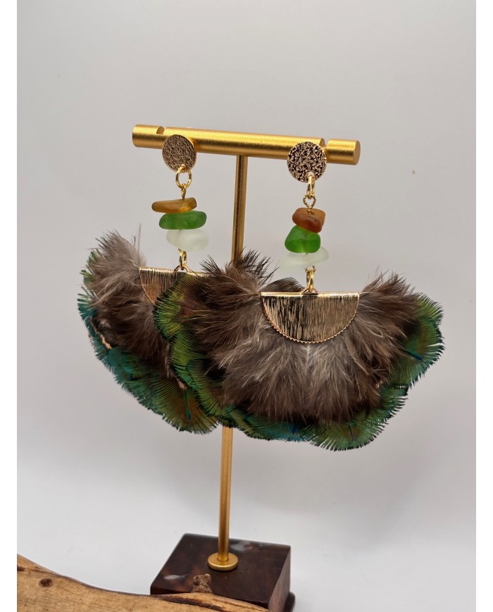 PENDIENTES ARTESANOS DE CRISTAL MARINO