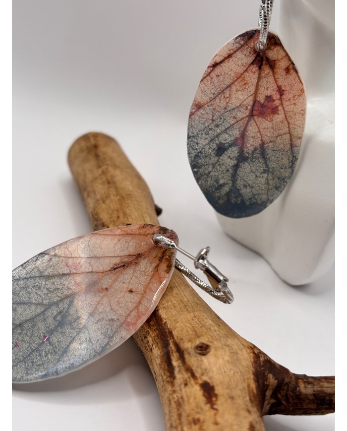 PENDIENTES ARTESANOS DE HOJA NATURAL ESQUELETIZADA