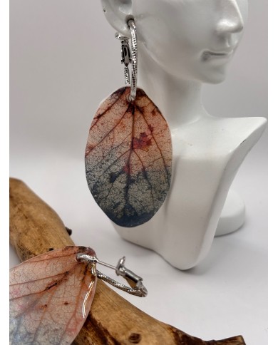 PENDIENTES ARTESANOS DE HOJA NATURAL ESQUELETIZADA
