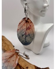 PENDIENTES ARTESANOS DE HOJA NATURAL ESQUELETIZADA