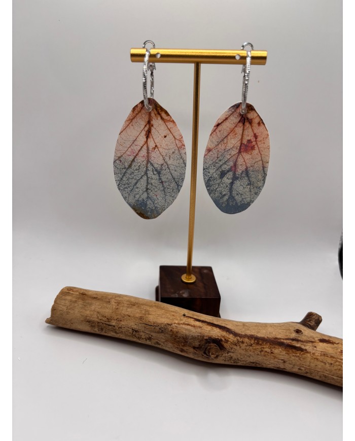 PENDIENTES ARTESANOS DE HOJA NATURAL ESQUELETIZADA