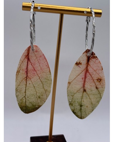 PENDIENTES ARTESANOS DE  HOJA NATURAL ESQUELETIZADA