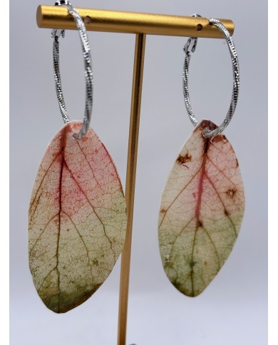 PENDIENTES ARTESANOS DE  HOJA NATURAL ESQUELETIZADA