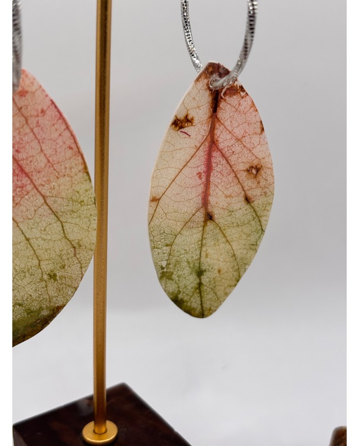 PENDIENTES ARTESANOS DE  HOJA NATURAL ESQUELETIZADA