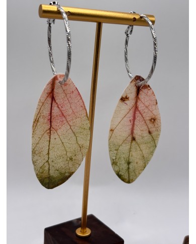PENDIENTES ARTESANOS DE  HOJA NATURAL ESQUELETIZADA