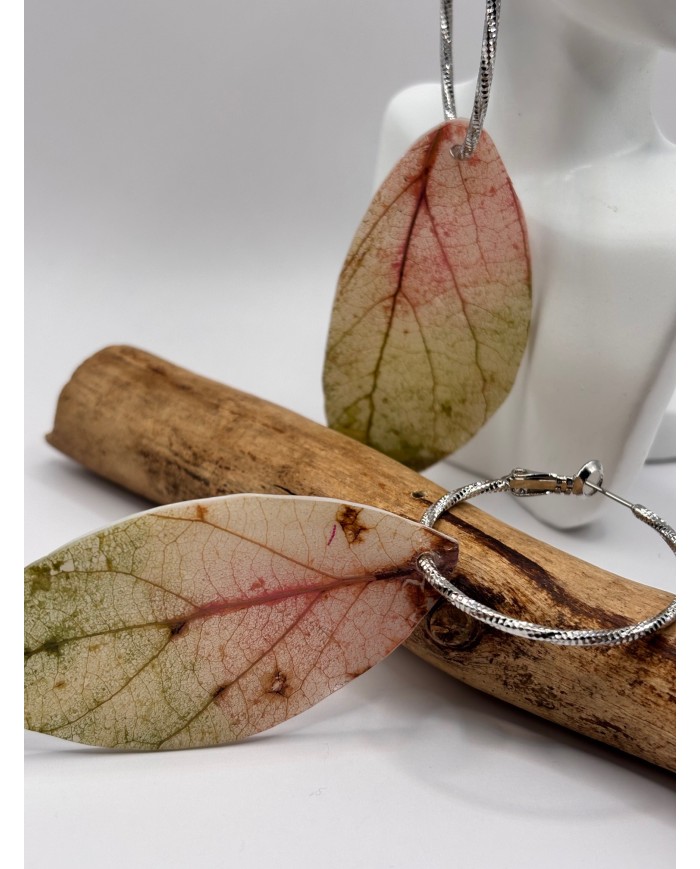 PENDIENTES ARTESANOS DE  HOJA NATURAL ESQUELETIZADA