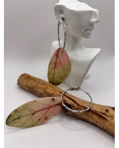 PENDIENTES ARTESANOS DE  HOJA NATURAL ESQUELETIZADA