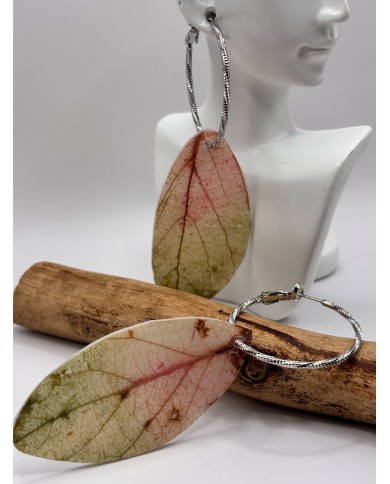 PENDIENTES ARTESANOS DE  HOJA NATURAL ESQUELETIZADA