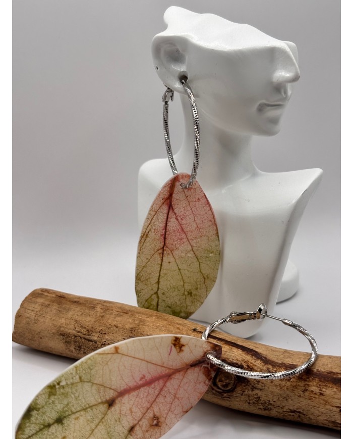 PENDIENTES ARTESANOS DE  HOJA NATURAL ESQUELETIZADA