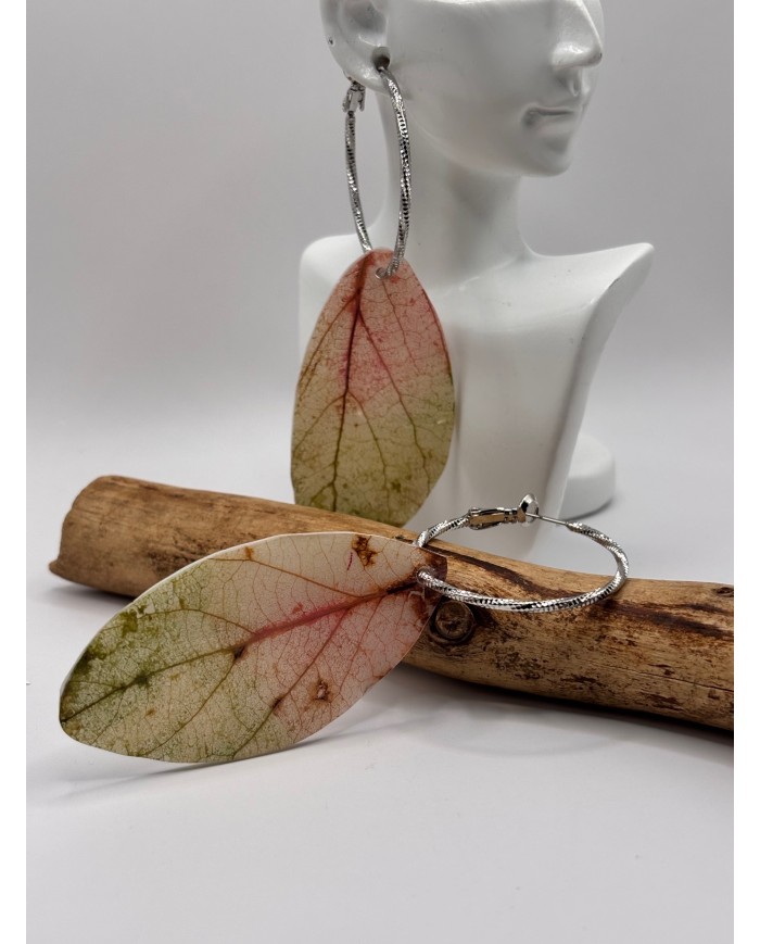 PENDIENTES ARTESANOS DE  HOJA NATURAL ESQUELETIZADA