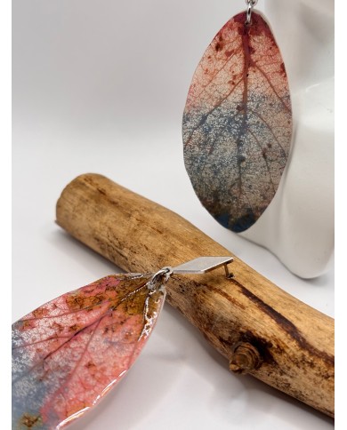 PENDIENTES ARTESANOS DE HOJA NATURAL ESQUELETIZADA