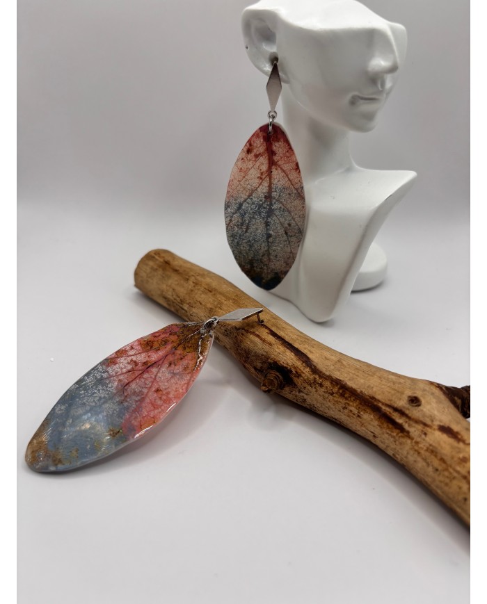 PENDIENTES ARTESANOS DE HOJA NATURAL ESQUELETIZADA