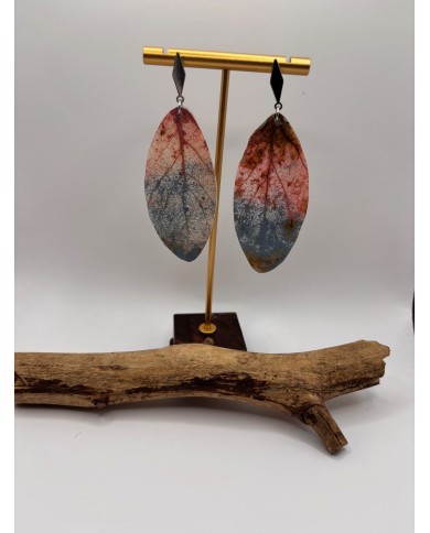 PENDIENTES ARTESANOS DE HOJA NATURAL ESQUELETIZADA