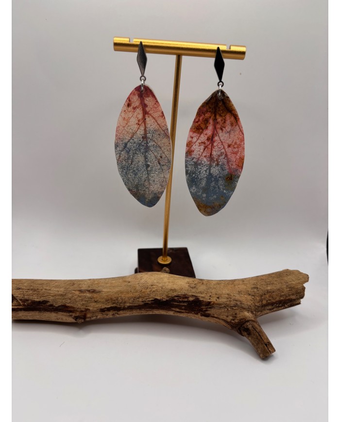 PENDIENTES ARTESANOS DE HOJA NATURAL ESQUELETIZADA