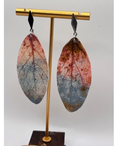 PENDIENTES ARTESANOS DE HOJA NATURAL ESQUELETIZADA