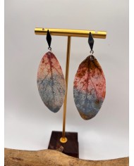 PENDIENTES ARTESANOS DE  HOJA NATURAL ESQUELETIZADA
