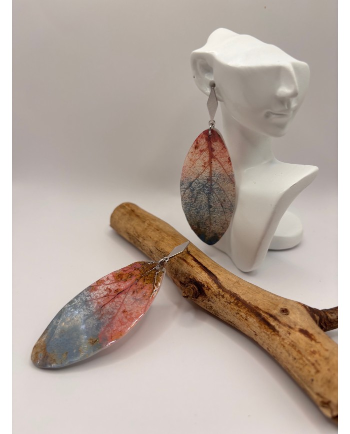 PENDIENTES ARTESANOS DE HOJA NATURAL ESQUELETIZADA
