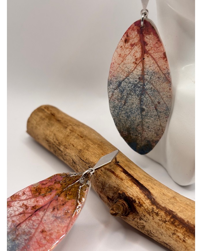 PENDIENTES ARTESANOS DE HOJA NATURAL ESQUELETIZADA