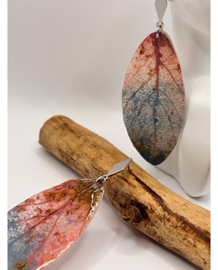 PENDIENTES ARTESANOS DE HOJA NATURAL ESQUELETIZADA