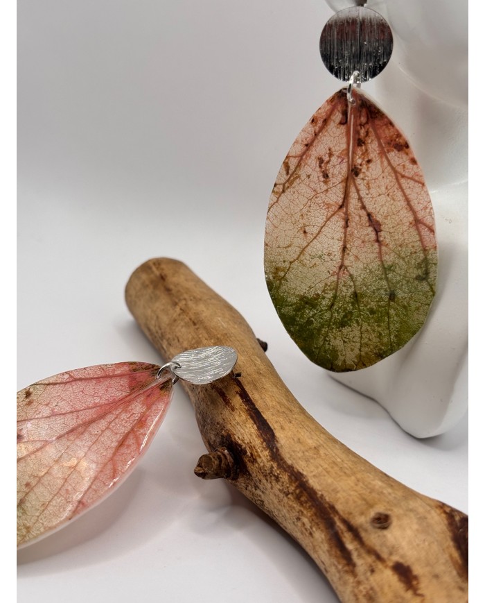 PENDIENTES ARTESANOS DE HOJA NATURAL ESQUELETIZADA
