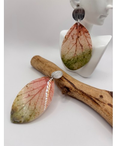 PENDIENTES ARTESANOS DE HOJA NATURAL ESQUELETIZADA