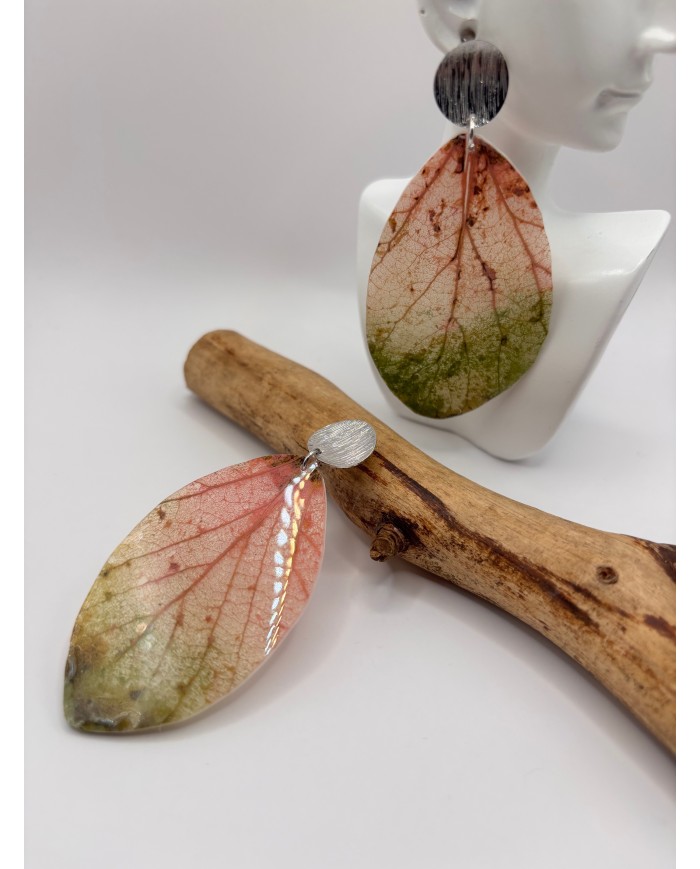 PENDIENTES ARTESANOS DE HOJA NATURAL ESQUELETIZADA