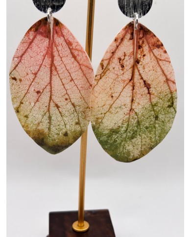 PENDIENTES ARTESANOS DE HOJA NATURAL ESQUELETIZADA