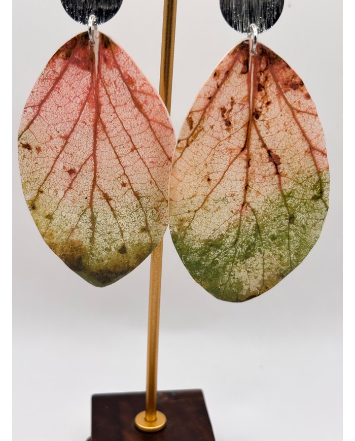 PENDIENTES ARTESANOS DE HOJA NATURAL ESQUELETIZADA