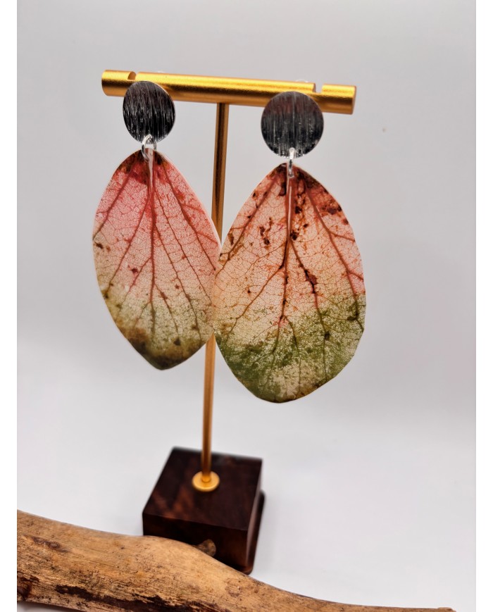 PENDIENTES ARTESANOS DE HOJA NATURAL ESQUELETIZADA
