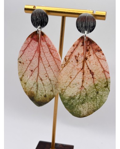 PENDIENTES ARTESANOS DE HOJA NATURAL ESQUELETIZADA