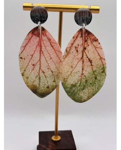 PENDIENTES ARTESANOS DE HOJA NATURAL ESQUELETIZADA
