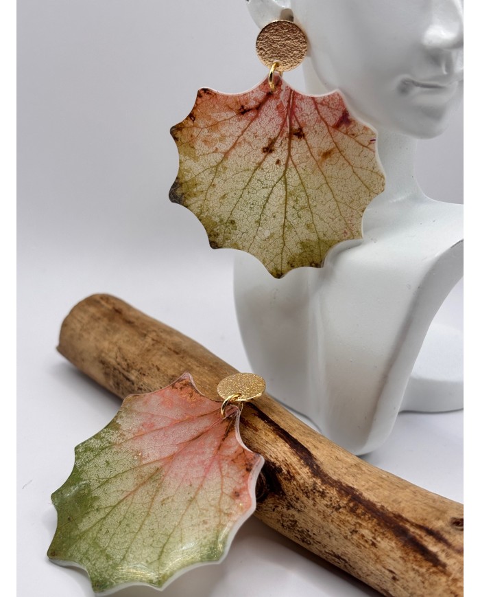 PENDIENTES ARTESANOS DE HOJA NATURAL ESQUELETIZADA