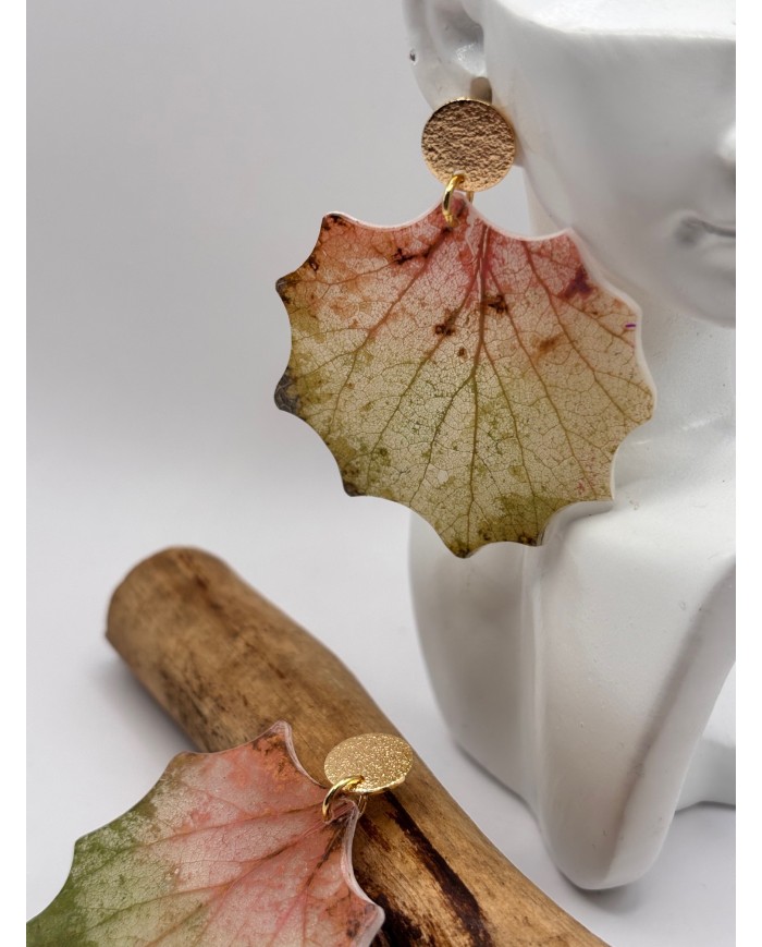 PENDIENTES ARTESANOS DE HOJA NATURAL ESQUELETIZADA