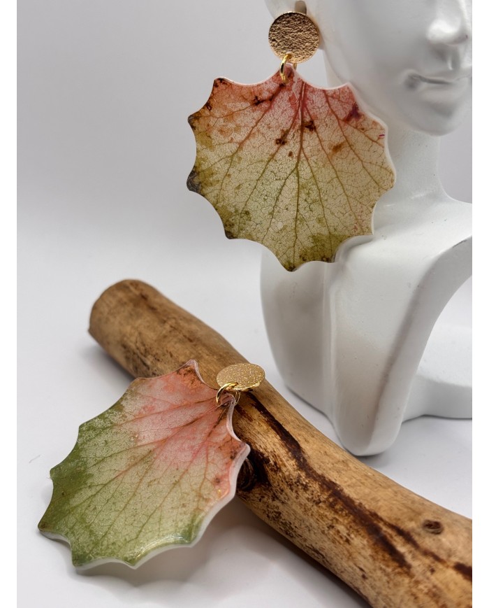 PENDIENTES ARTESANOS DE HOJA NATURAL ESQUELETIZADA