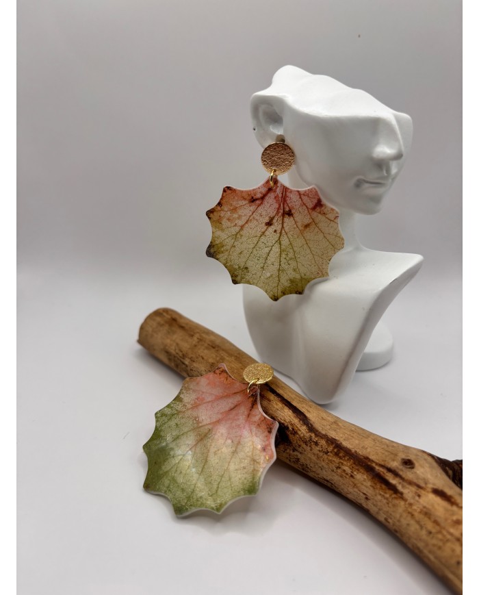 PENDIENTES ARTESANOS DE HOJA NATURAL ESQUELETIZADA