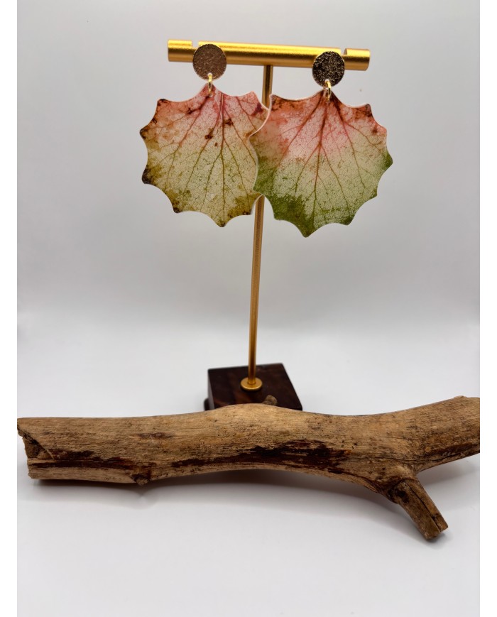 PENDIENTES ARTESANOS DE HOJA NATURAL ESQUELETIZADA