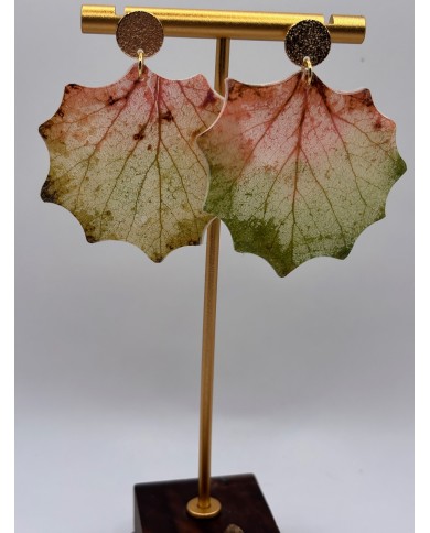 PENDIENTES ARTESANOS DE HOJA NATURAL ESQUELETIZADA