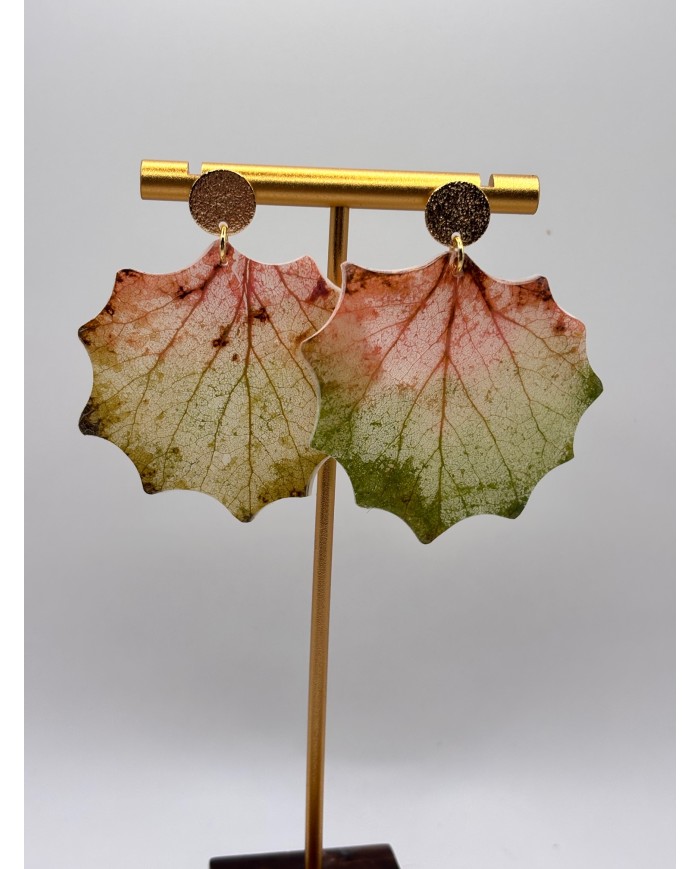 PENDIENTES ARTESANOS DE HOJA NATURAL ESQUELETIZADA