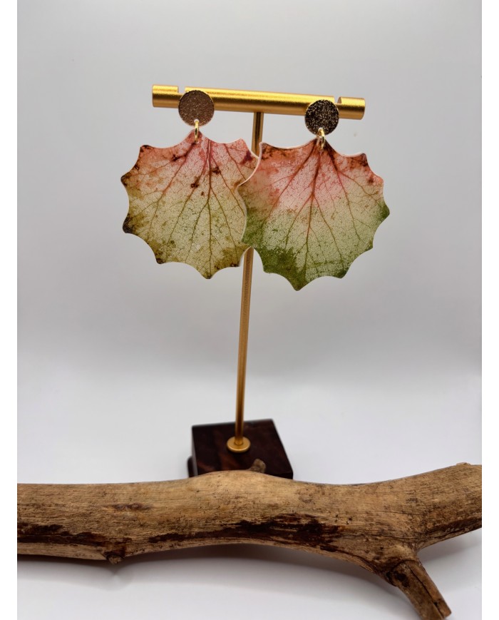 PENDIENTES ARTESANOS DE HOJA NATURAL ESQUELETIZADA