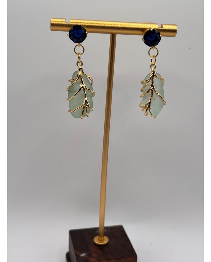 PENDIENTES ARTESANOS DE CRISTAL MARINO